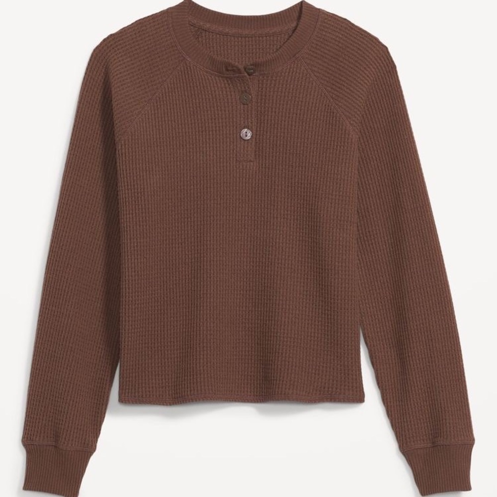 Old Navy XSP brown thermal waffle knit top
